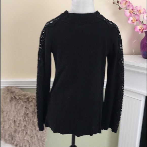 Stylus Black Lace Sleeve Appliqué Sweater - Picture 6 of 9